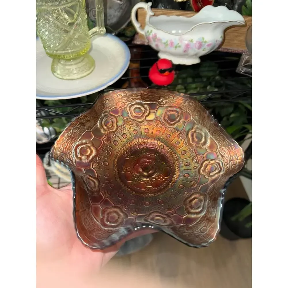 Vintage Fenton Dark Marigold Carnival Glass 9